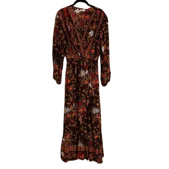Aura Floral Maxi Dress - Brown and Multicolor - Picture 3 of 14
